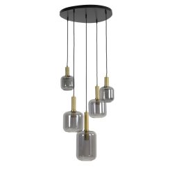 Lekar antik bronz/füstüveg 5L függőlámpa