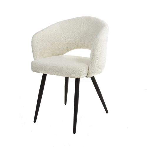 Salon fehér bouclé karfás szék